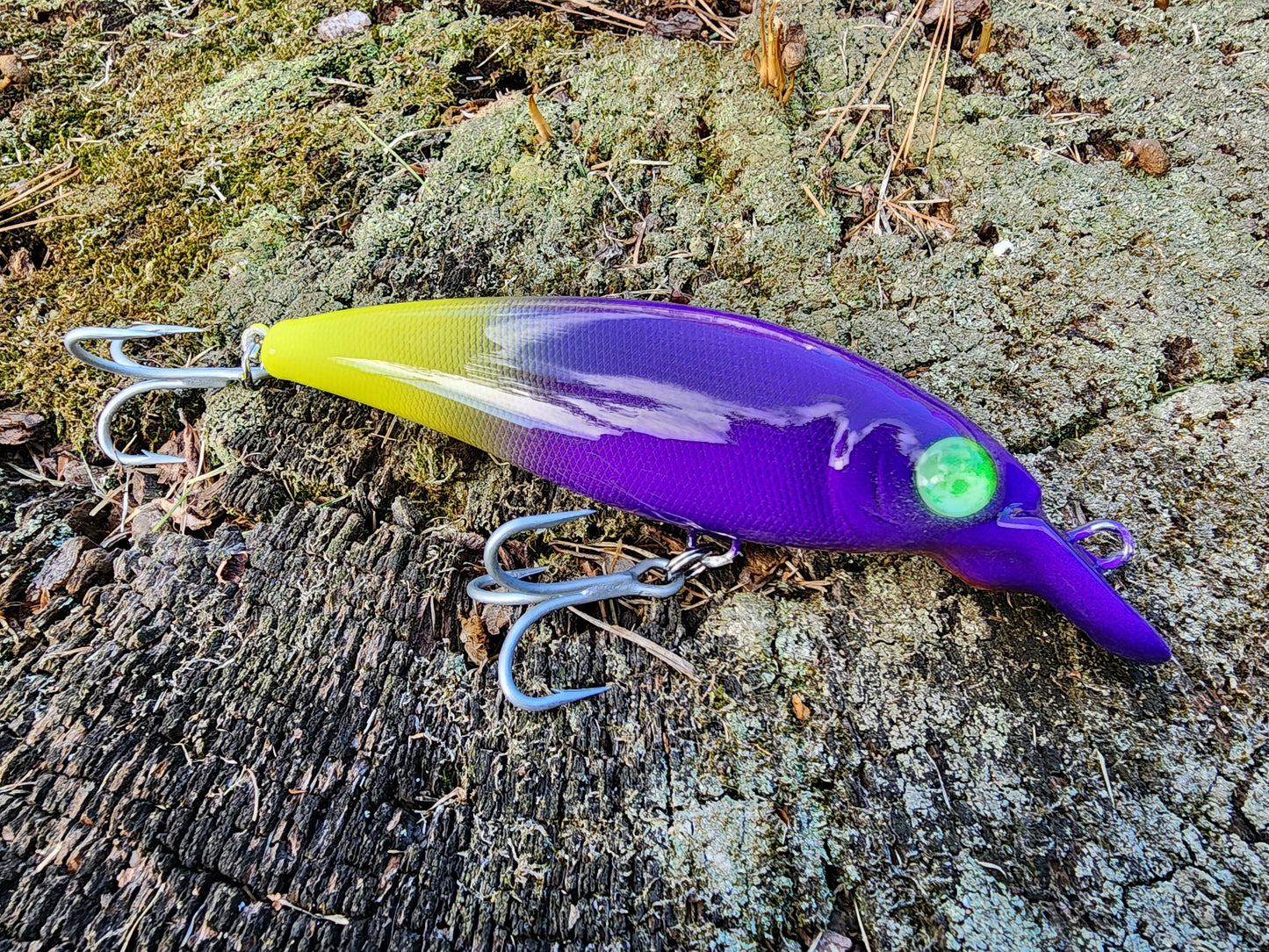 5.8" Purple/flo chartreuse Melee Minnow